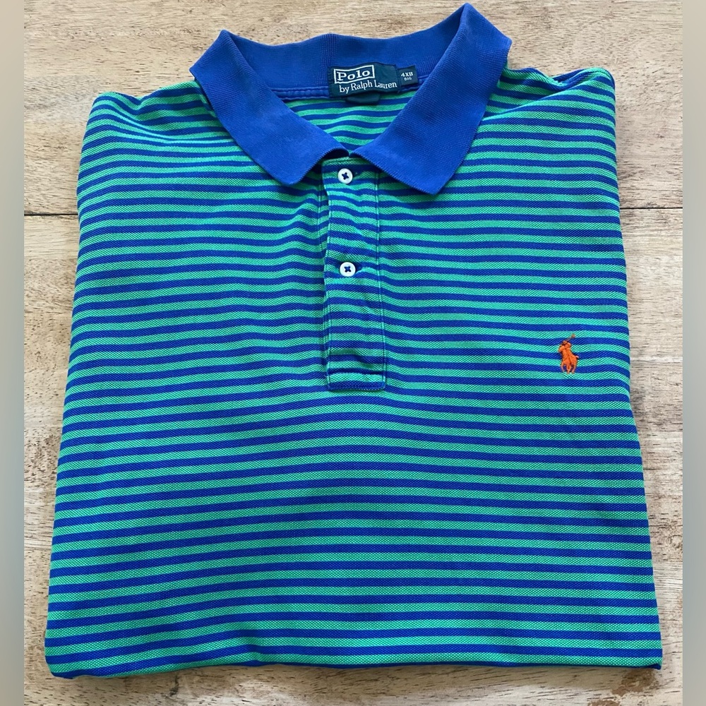 Polo Ralph Lauren Big‎ & Tall Men’s Sz 4XB Striped Mesh Polo Shirt